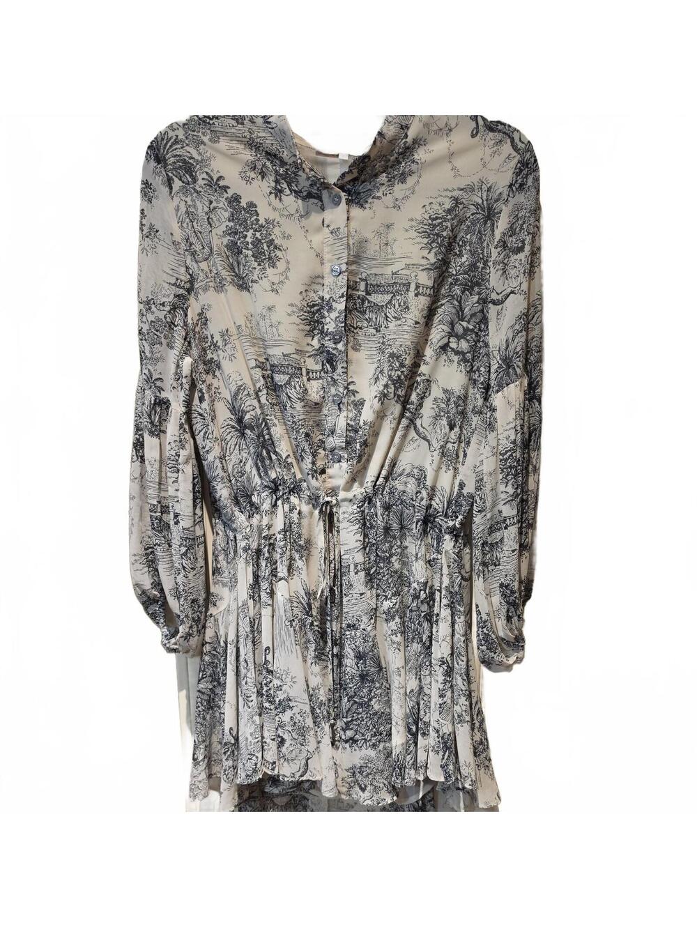 Anthropologie Olivaceous balck cream animal jungle print mini dress small